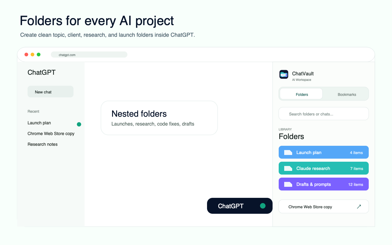 ChatVault AI folders for ChatGPT projects
